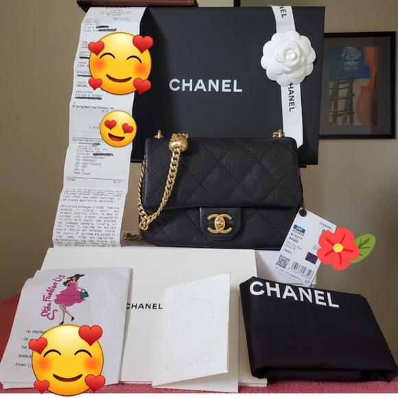 Chanel classic mini black caviar gold hw bag new with tag and receipt - Picture 1 of 13